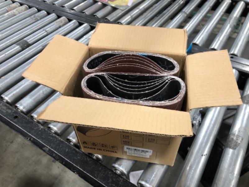 Photo 2 of 8 inch x 19 inch 60 Grit Sanding Belts, Belt Sander Accessories for Woodworking, Floor Polishing, 12 Pack Aluminum Oxide Sander Belts