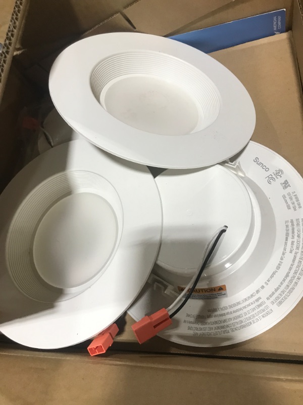 Photo 3 of Sunco 12 Pack Retrofit LED Recessed 6 Inch, 6000K Daylight Deluxe, Dimmable Can Lights, Baffle Trim, 13W=75W, 1050 LM, Damp Rated - ETL