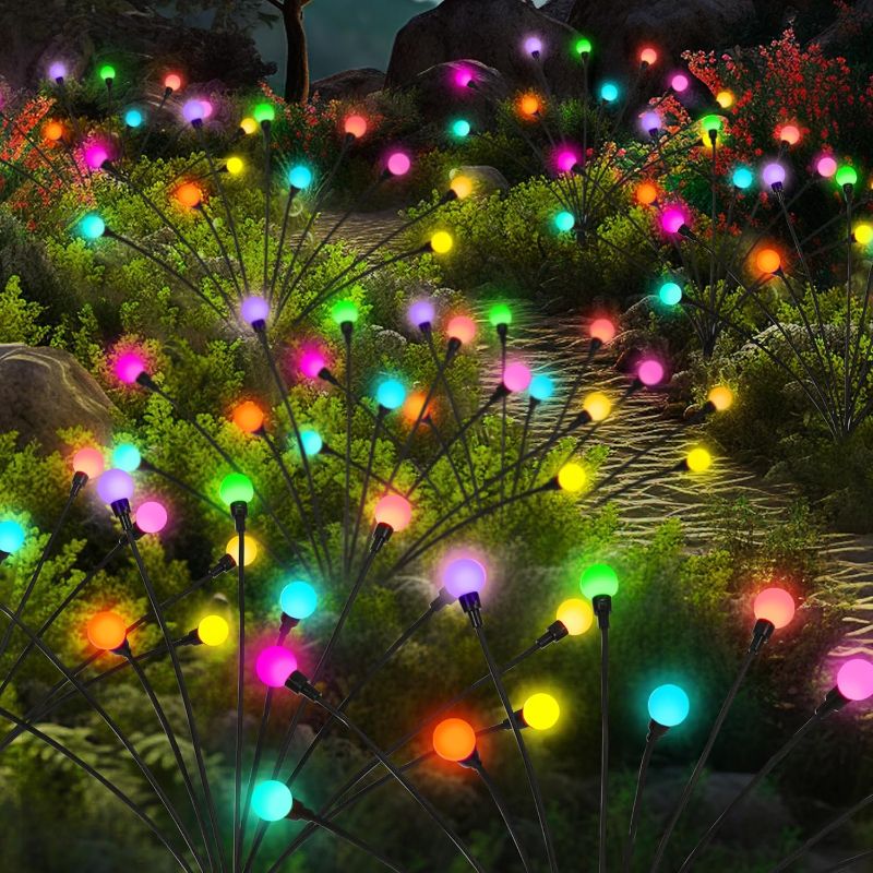 Photo 1 of Solar Christmas Decoration, 80 LED Firefly Garden Lights Solar Outdoor, Solar Lights for Outside Sway by Wind,Solar Lights Outdoor Waterproof for Yard Patio Pathway Decoration (12 Pack)
