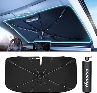 Photo 1 of [2024 Upgrade] Nmoiss Windshield Sun Shade Umbrella for Car - [Newest Vinyl Coating] Protect Car from Sun Rays & Heat Damage Keep Cool and Protect Interior Large (61"" L x 35"" W)
