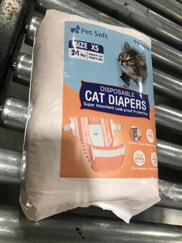 Photo 2 of Pet Soft Disposable Cat Diapers - Female Dog Diapers for Cats & Dogs in Heat Period or Urine Incontinence, Doggie Diapers Ultra Absorbent Leak-Proof Puppy Diapers 24pcs (Orange, XS)