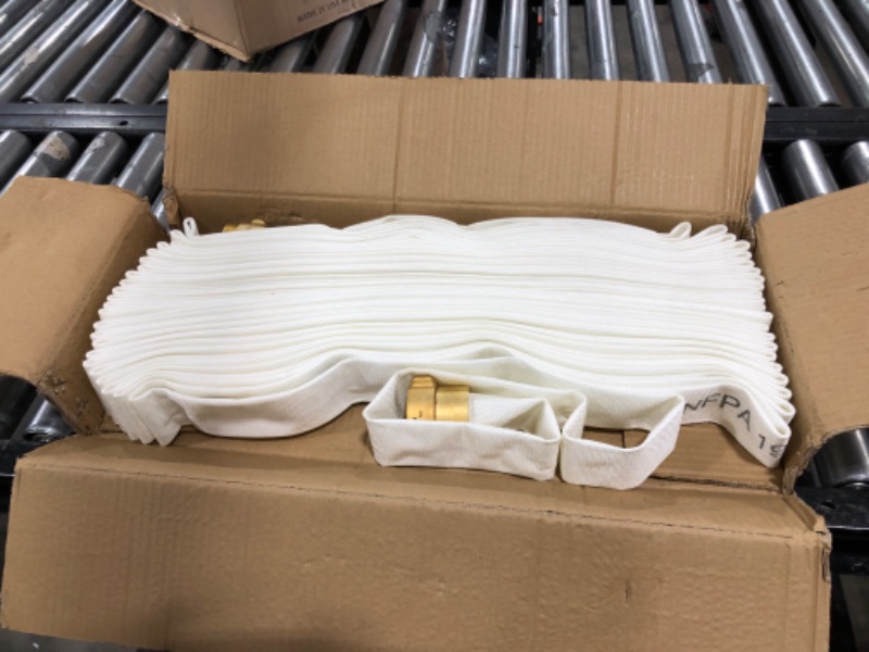 Photo 3 of Fire Hose, White, 1-1/2" ID, 500 PSI Burst Pressure, M x F NST Brass Connectors (100 ft.)