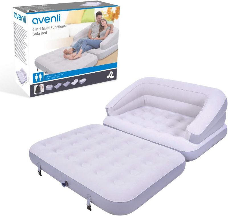 Photo 1 of Benross Group Avenli 88170 5-in-1 Inflatable Flocked Sofa Bed/Grey/Easy to Inflate/Ideal for Camping, Festivals or Spare Bed
