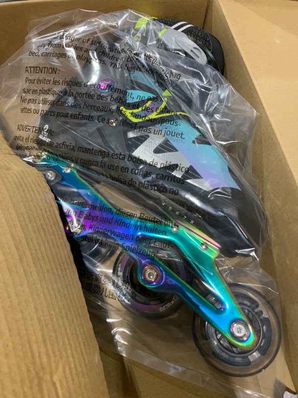 Photo 1 of Besketo Light up Inline Skates for Kids, 5 Size Adjustable Length and Width Roller Shoes with Full Illuminating Wheels for Girls and Boys, Blades Roller Skates for Beginner Men and Adults - L 4-8 US