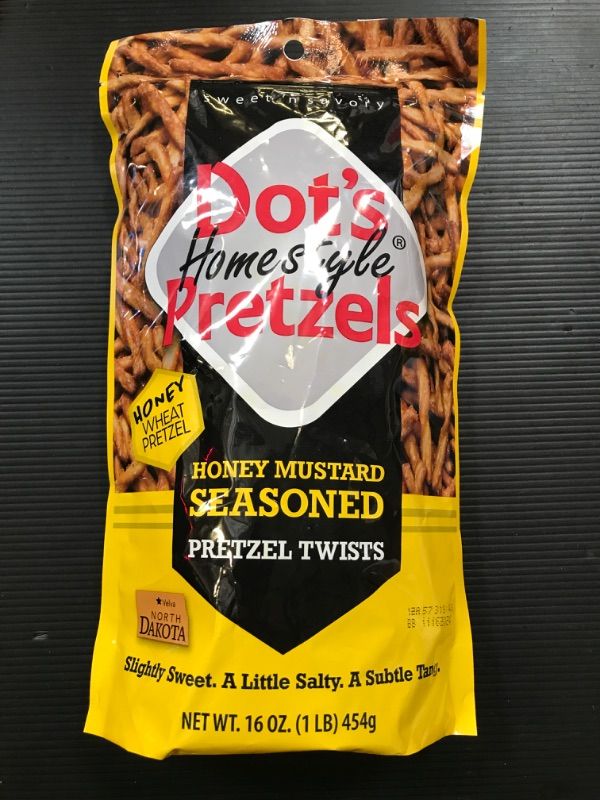 Photo 2 of Dot's Pretzels Honey Mustard Seasoned Pretzel Twists, Healthy Kids Snacks, 16oz Grocery Sized Bag Honey-Mustard 1 Pound (Pack of 1)