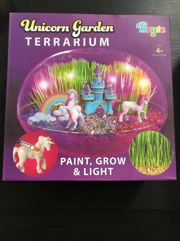 Photo 1 of Bryte Unicorn Terrarium Kit for Kids - Grow Plant, Castle, Paint Set, Crystal Rock, Fairy Garden Lights, Arts & Crafts, STEM Activities, Birthday Gifts, Toys for Girls Aged 4 –12 yrs