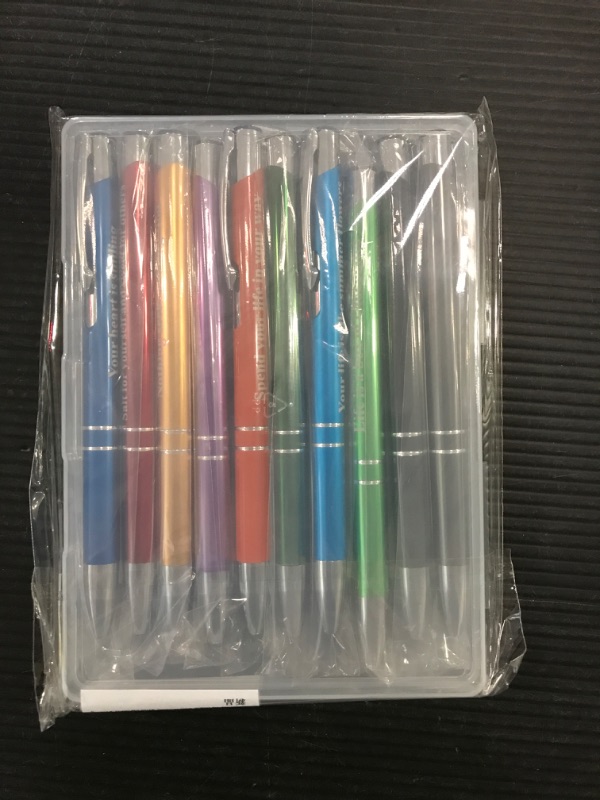 Photo 2 of Erianthe 10 Pcs Inspirational Ballpoint Pens,Motivational Black Ink Pens,Positive Sayings Pens,Refillable Pens,0.5mm Smooth Writing Pens with Gift Box for Home,School and Office.