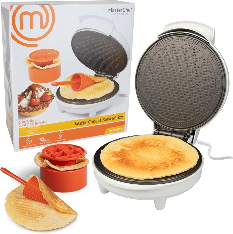 Photo 1 of MasterChef Waffle Cone and Bowl Maker- Includes Shaper Roller and Bowl Press- Homemade Ice Cream Cone Baking Cookie Iron Machine, Fun Kitchen Appliance for Sundae Parties & Holiday Gift Giving
