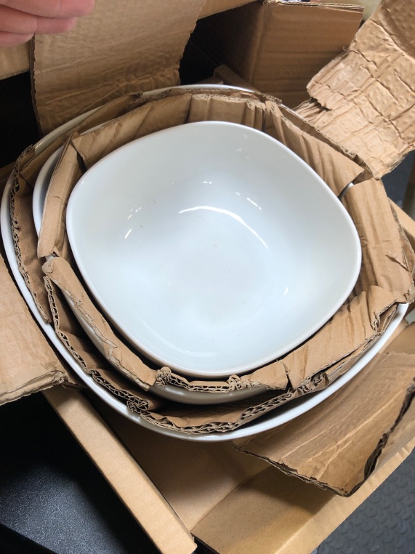 Photo 2 of 3 Piece Denmark Soft Square Serving Bowls, White