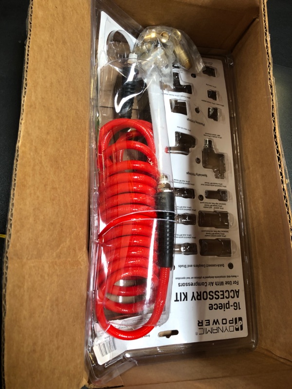 Photo 1 of Dynamic Power 16-PC. Air Compressor Accessory Kit with 3/8" x 15 ft Coil Air Hose