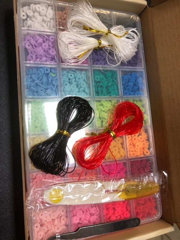 Photo 3 of QUEFE 5800pcs Clay Beads for Bracelet Making Kit, 42 Colors Polymer Heishi Beads, Jewelry Making Kit