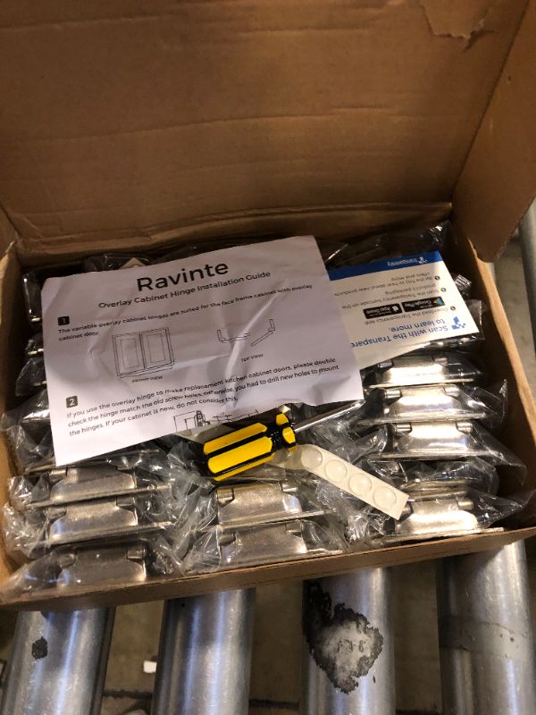 Photo 2 of Ravinte 50 Pack 25 Pairs 1/2 inch Overlay Cabinet Door Hinges Kitchen Cabinet Hinges Satin Nickel Semi-Concealed Hinges Face Mount Cabinet Hardware Self-Closing Cabinet Hinges W/Bumpers&Screwdriver