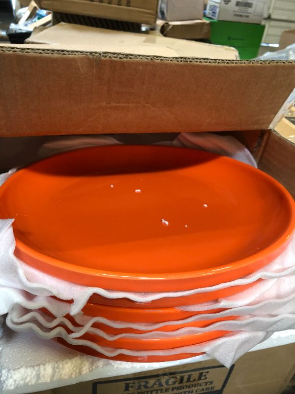 Photo 2 of LOVECASA Dinner Plates Set of 6, 10.5 Inch Large Plate Set, Orange Plates for Salad Pasta, Ceramic Plates Porcelain Serving Dishes, Microwave Safe Plates