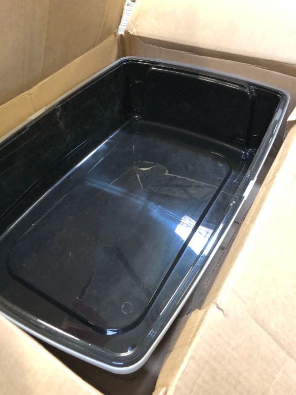 Photo 2 of IRIS USA Extra Large Cat Litter Box with Scatter Shield, Open Top High Sided Cat Litter Pan, Black