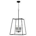 Photo 1 of 4-Light Matte Black Cage Pendant Light


