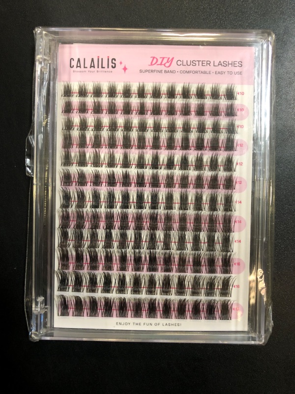 Photo 2 of CALAILIS Cluster Lashes, 144Pcs D Curl Lash Clusters DIY Lash Extensions Mega Volume Eyelash Clusters Reusable Wispy Individual Lashes Super Thin Band and Soft (HD19, D-10-16MIX)