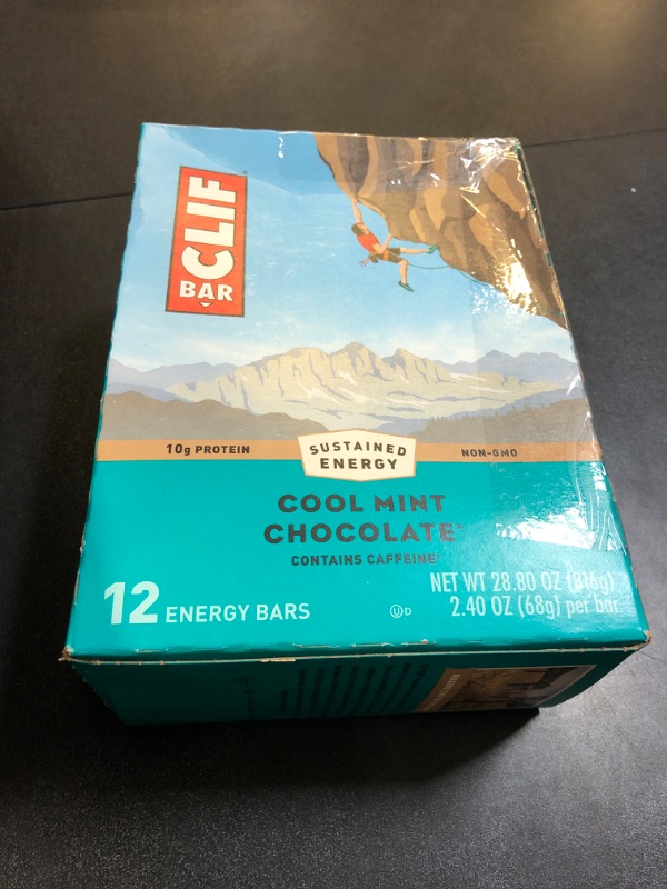 Photo 3 of CLIF BAR - Cool Mint Chocolate with Caffeine - Made with Organic Oats - 10g Protein - Non-GMO - Plant Based - Energy Bars - 2.4 oz. (12 Pack) (BB 03APR2025)