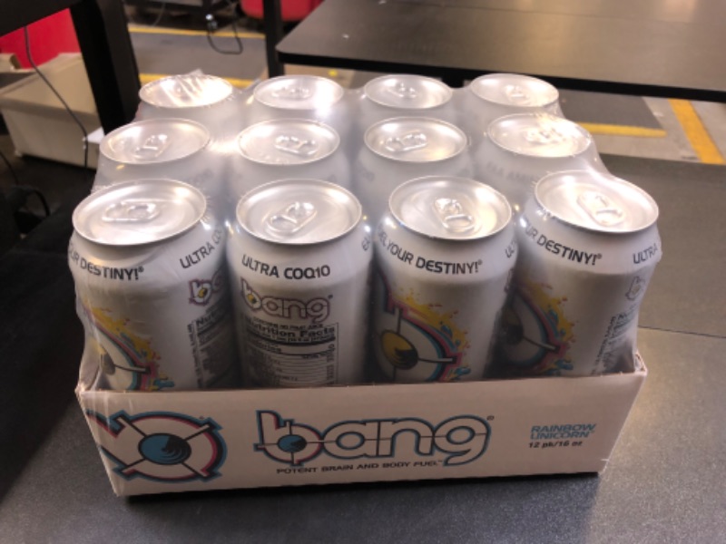 Photo 3 of Bang Energy Rainbow Unicorn, Sugar-Free Energy Drink, 16 Fl Oz (Pack of 12) - (BB 08/28/24)