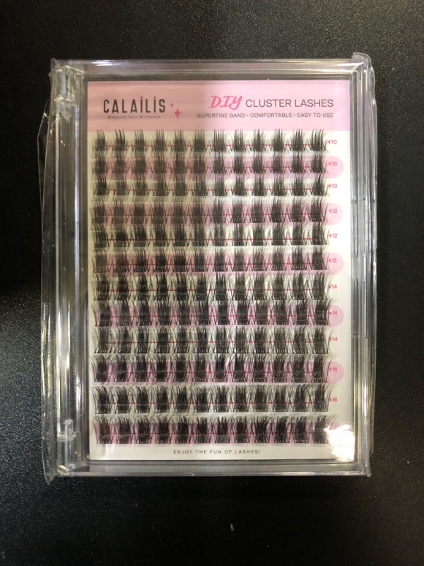 Photo 2 of CALAILIS Cluster Lashes, 144Pcs D Curl Lash Clusters DIY Lash Extensions Mega Volume Eyelash Clusters Reusable Wispy Individual Lashes Super Thin Band and Soft (HD19, D-10-16MIX)