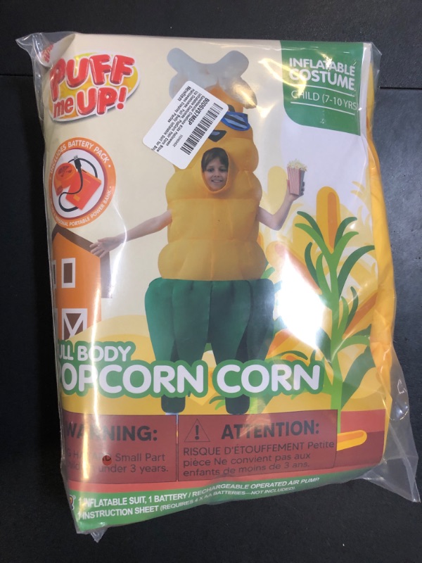 Photo 1 of Spooktacular Creations Kids Halloween Inflatable Costumes, PopCorn Hair Corn Blow Up Costumes, Full Body Inflatable Suit for Boys Halloween Cosplay Parties 7-10Y