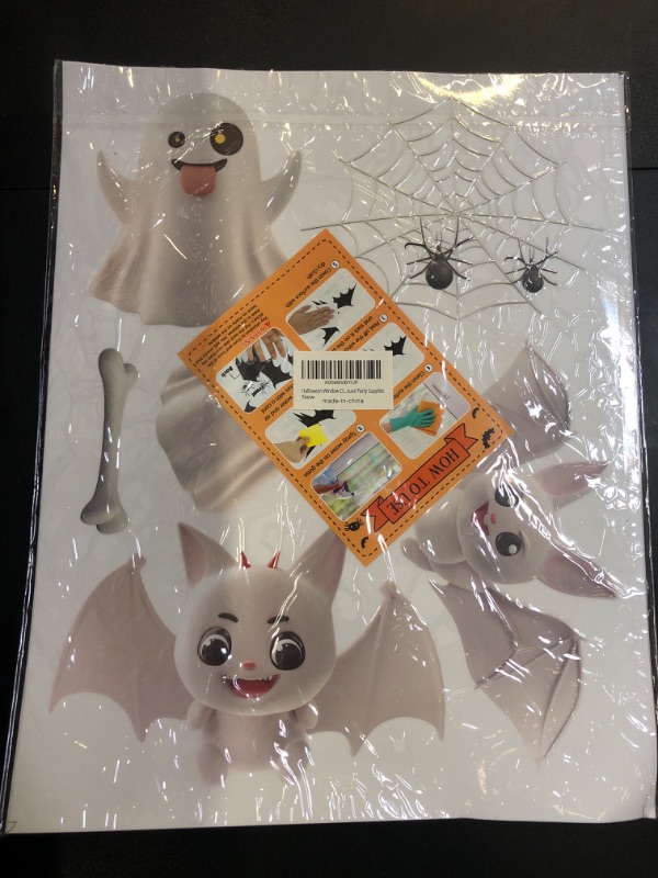 Photo 1 of Extra Large Halloween Window Clings Decorations for Glass Window, Halloween Giant Skeleton Window Stickers for Indoor Bathroom Glass Door Decor Home Office Haunted House Party Supplies