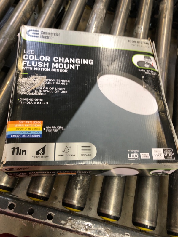 Photo 1 of 11 in. Matte Black Integrated LED Dimmable Selectable CCT Flush Mount Indoor Ceiling Light