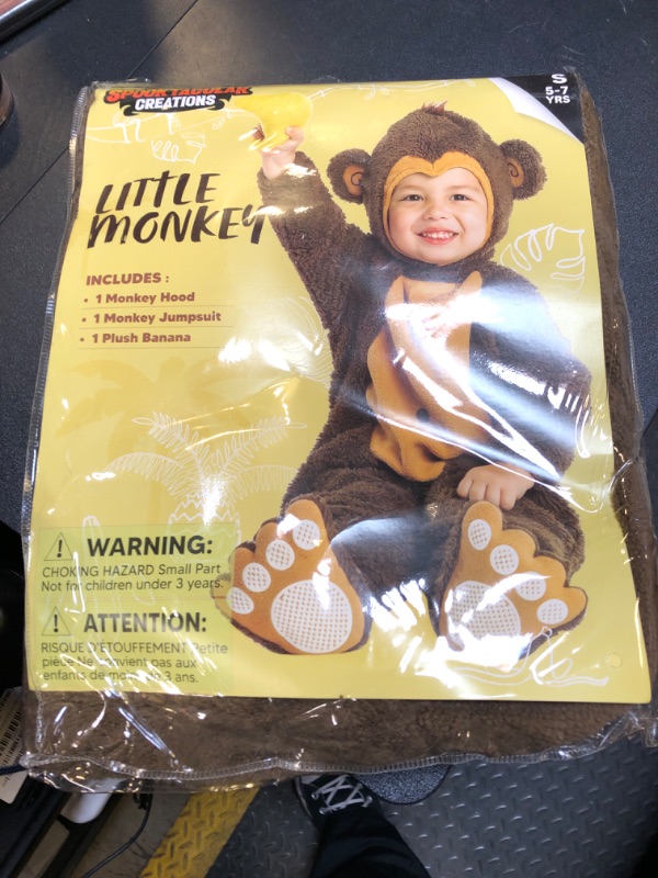 Photo 2 of Spooktacular Creations Halloween Baby Monkey Costume with Toy Banana, Toddler Unisex Cute Little Halloween Dress Up, Animal Themed Party (Small(5-7 yrs))