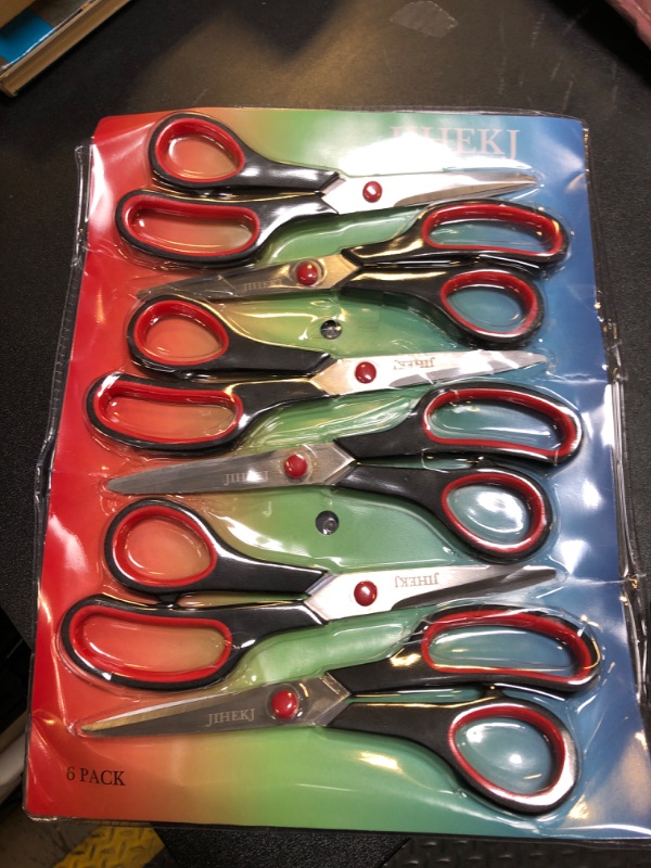 Photo 1 of Scissors Bulk black 6-Pack, All Purpose Scissors Stainless Steel Sharp Scissors for Office Home General Use Craft Supplies, High/Middle School Classroom Class Older Kids Scissor Set, Right/Left`