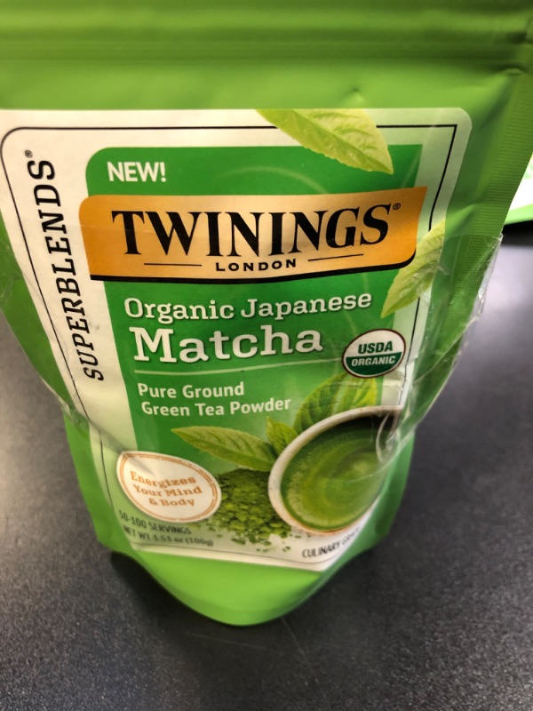 Photo 2 of Twinings Organic Japanese Matcha, Pure Ground Green Tea Powder Culinary Grade, 3.53 Ounce/100g Bag (Pack of 2) 3.53 Ounce (Pack of 2)  EXP.12/08/2024