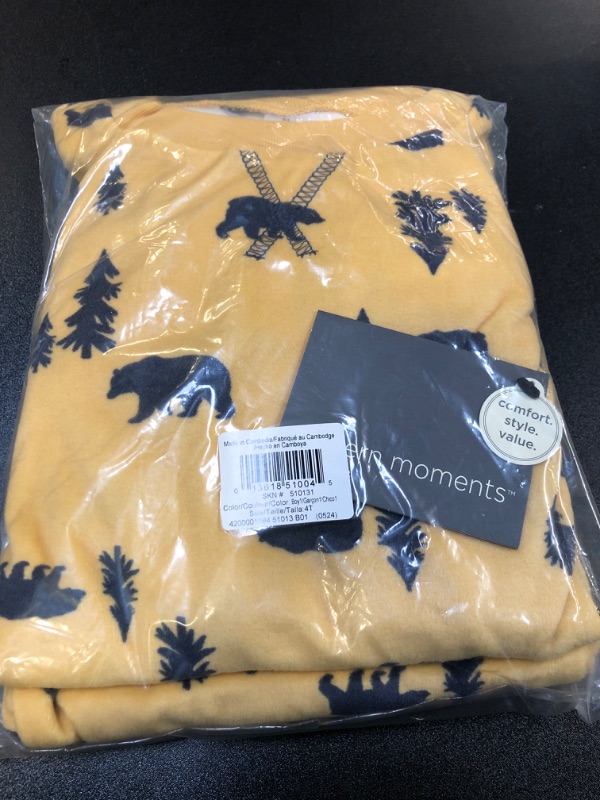 Photo 2 of Modern Moments by Gerber Baby Boys' Bunny Fleece 2-Piece Sweater & Pant Pajama Set, Yellow Forest, 4T