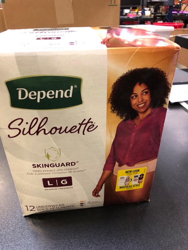 Photo 2 of Depend Silhouette Adult Incontinence and Postpartum Underwear for Women, Large, Maximum Absorbency, Black, Pink and Berry, 12 Count, Packaging May Vary Large (12 Count) 12