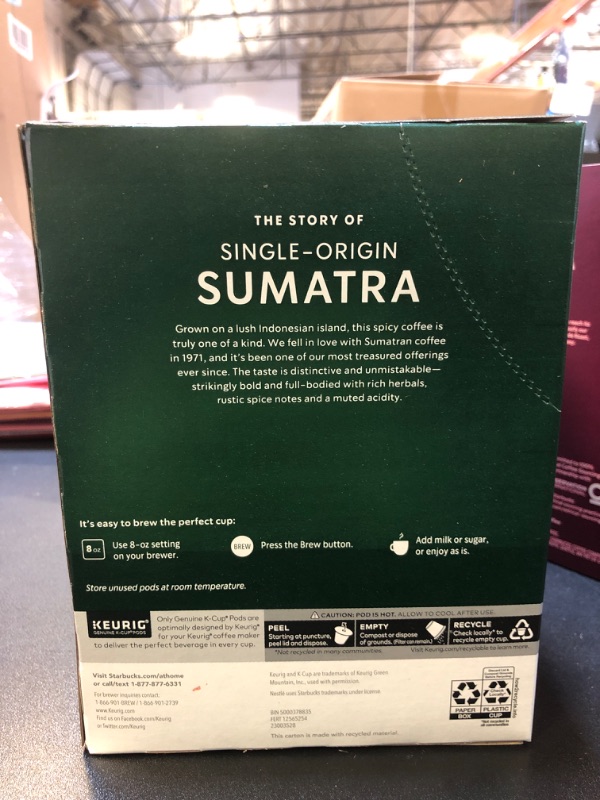 Photo 2 of 0.4 Oz Starbucks Sumatra Coffee K-Cups - 24 Count
EXP. 07/23/25025