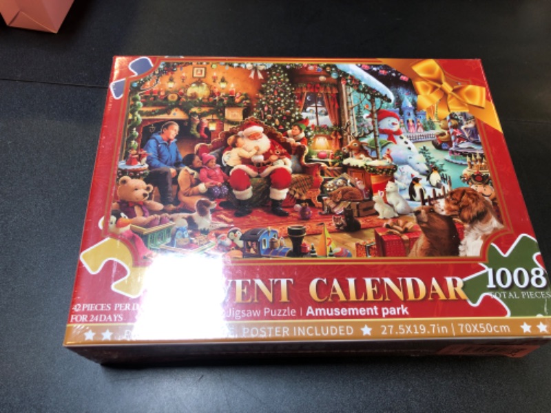 Photo 2 of Christmas Puzzle Advent Calendar 2024-1008pcs 24 Days Christmas Park Jigsaw Puzzles Countdown Calendar Gift for Adults Kids