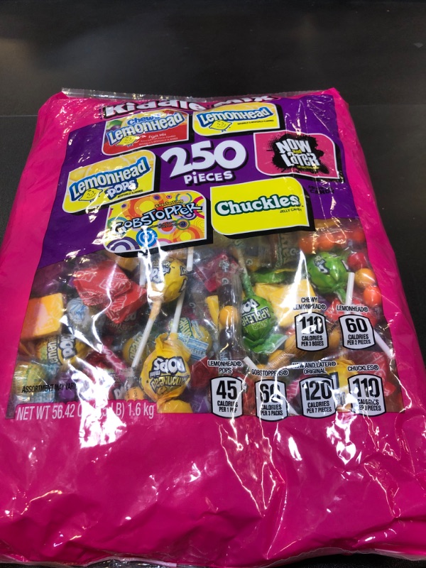 Photo 2 of Lemonhead, Now & Later, Gobstoppers & Chuckles Kiddie Mix, Candy, Chewy and Hard Candy Mix, Individually Wrapped Treats, Variety Pack, Back to School Candy Snack, 3.5 lb Bag (250 Pieces) EXP.12/2024