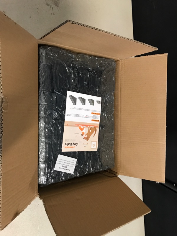 Photo 1 of Dog Stairs 4 Steps for Small Dogs and Cats to Get on High Beds, Couch or Car, Pets Can Climb, Sit, Lie Down or Perch to Look Out Windows on The Spliceable Ramp, Provides Support, Grey?19" H?