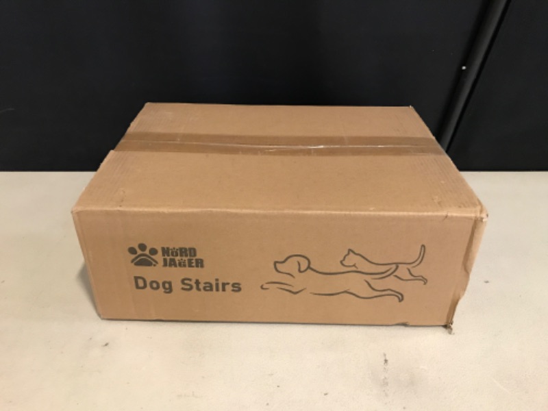 Photo 1 of Dog Stairs 4 Steps for Small Dogs and Cats to Get on High Beds, Couch or Car, Pets Can Climb, Sit, Lie Down or Perch to Look Out Windows on The Spliceable Ramp, Provides Support, Grey?19" H?