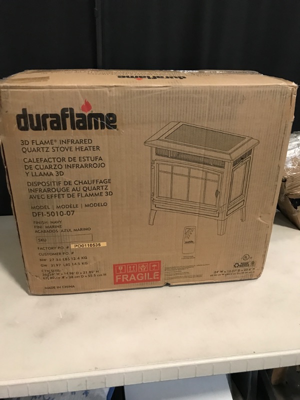 Photo 1 of duraflame Freestanding Electric Fireplace Stove Heater with 3D Flame Effect for 1,000 Sq. Ft. Room, Navy