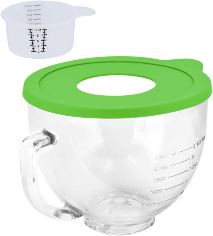 Photo 1 of Glass Bowl Compatible With KITCHENAID 4.5/5 QT Tilt-Head Stand Mixer,with Lid Measurement Markings,Allows Placing it in the Microwave and Refrigeratr