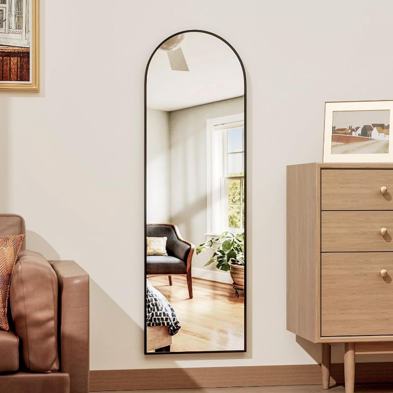 Photo 1 of Full Length Door Mirror, Wall Mounted Wall Mirrors, 50"X16" Arched Behind Door/Full Length Mirror for Use in Living Rooms, Rooms, Bedrooms, Cloakrooms, etc. (Black)