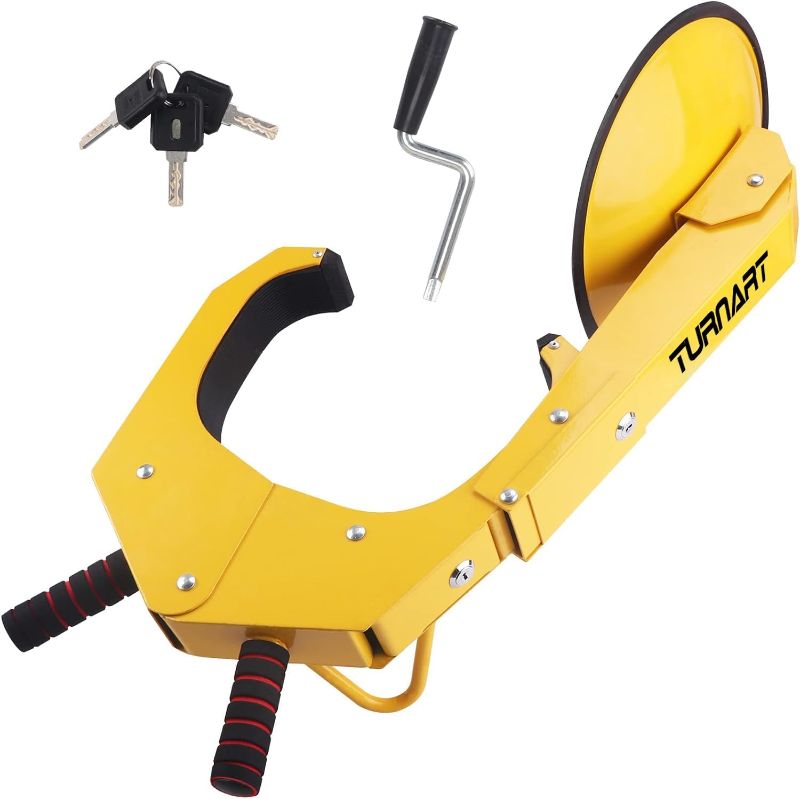 Photo 1 of TURNART Wheel Lock, Anti Theft not only for Wheels but Also for Rims, Adjustable, Universal, 3 Keys, 1 Crank, Yellow