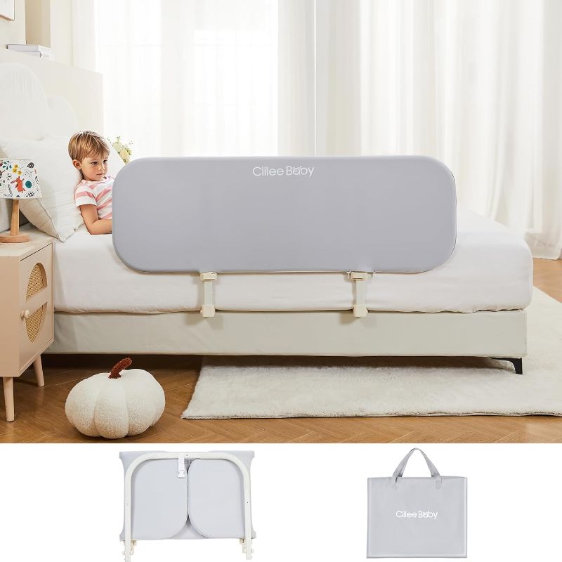 Photo 1 of Ciilee Baby Bed Rail for Toddlers Portable Travel Kids Beds Guard Rails for Queen Bed Foldable Children Side Railing for Twin Beds Adjustable Bedrail Barandas para Camas de Niños?Grey,32in
