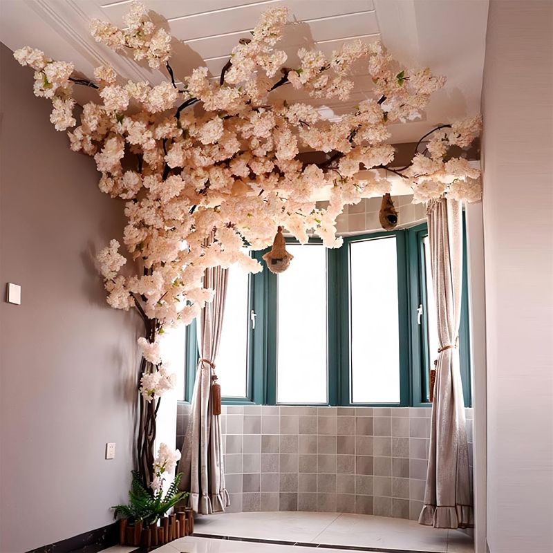 Photo 1 of Artificial Cherry Blossom Tree Cherry Tree Decor with 30 Branches Cherry Blossom 4 Tree Vine, Champagne Japanese Cherry Blossom for Indoor Wedding