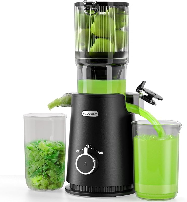 Photo 1 of Juicer Machines, ECOSELF Cold Press Juicer with 4.35" Large Feed Chute Fit Whole Fruits & Vegetables, Juicer Machine Self Feeding Effortless for Batch Juicing, High Juice Yield, Easy to Clean