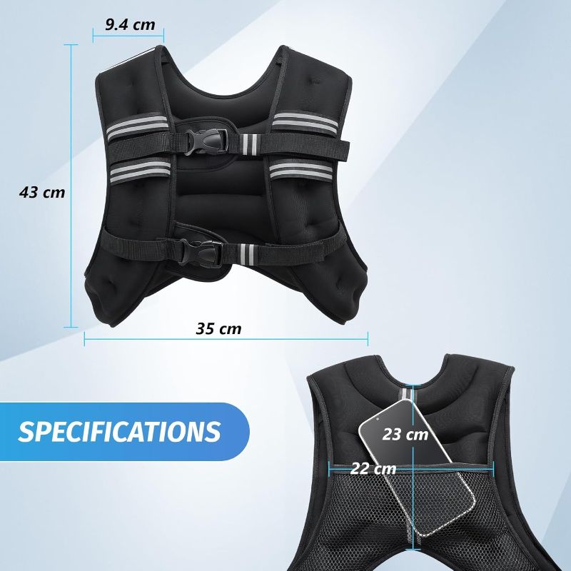 Photo 1 of ZELUS Weighted Vest for Strength Training, 5kg/7kg/11kg/14kg Adjustable Exercise Equipment for Home Gym, Iron Sand Weight Vest with Armband Holder for Men Women Fitness Workout Cardio