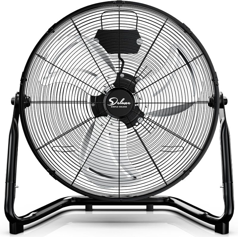 Photo 1 of Simple Deluxe 12 Inch 3-Speed High Velocity Heavy Duty Metal Industrial Floor Fans, Black
