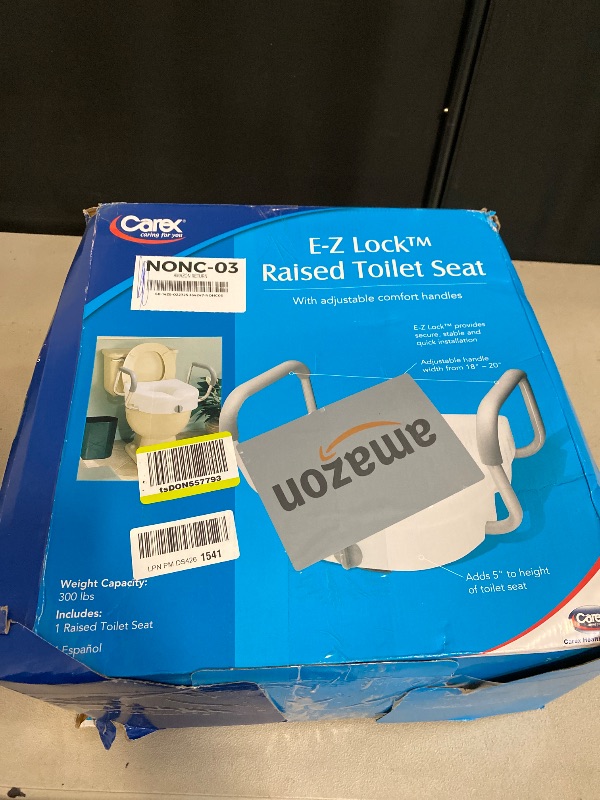 Photo 1 of Carex E-Z Lock Raised Toilet Seat With Handles, 5" Toilet Seat Riser with Arms, Handicap Raised Toilet Seat For Seniors and Elevated Toilet Seat