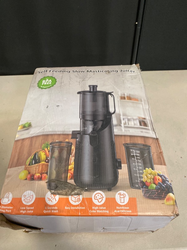 Photo 1 of Cold Press Juicer, Amumu Slow Masticating Machines with 5.4" Extra Large Feed Chute Fit Whole Fruits & Vegetables Easy Clean Self Feeding Effortless for Batch Juicing, High Juice Yield, BPA Free 250W
