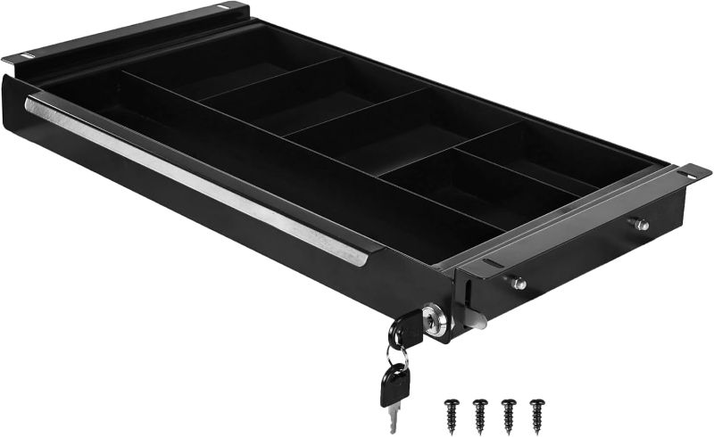 Photo 1 of Frassie 18.8 inch Under Desk Pull-Out Drawer with Lock Office Mounted Sliding Metal Pencil Drawer for Standing Desk