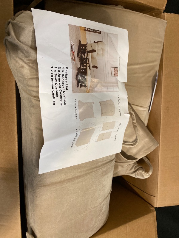 Photo 1 of HOMBYS 5 PCS Glider Rocker Replacement Cushions with Storage Side Pocket,Linen-Like Fabric, Foam & Microfiber Filling, Non-Slip & Washable,Thickened & Supportive for Glider Rocking Chair, Khaki