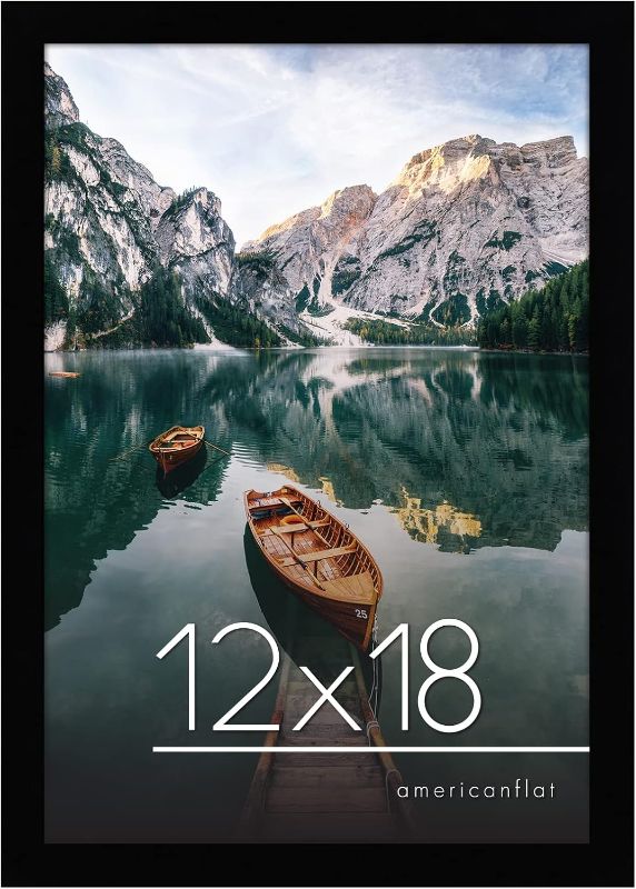 Photo 1 of Americanflat 12x18 Poster Frame with Shatter-Resistant Glass - Gallery Style Frame with Engineered Wood - Signature Collection - Photo Frame for Wall Display - Black
